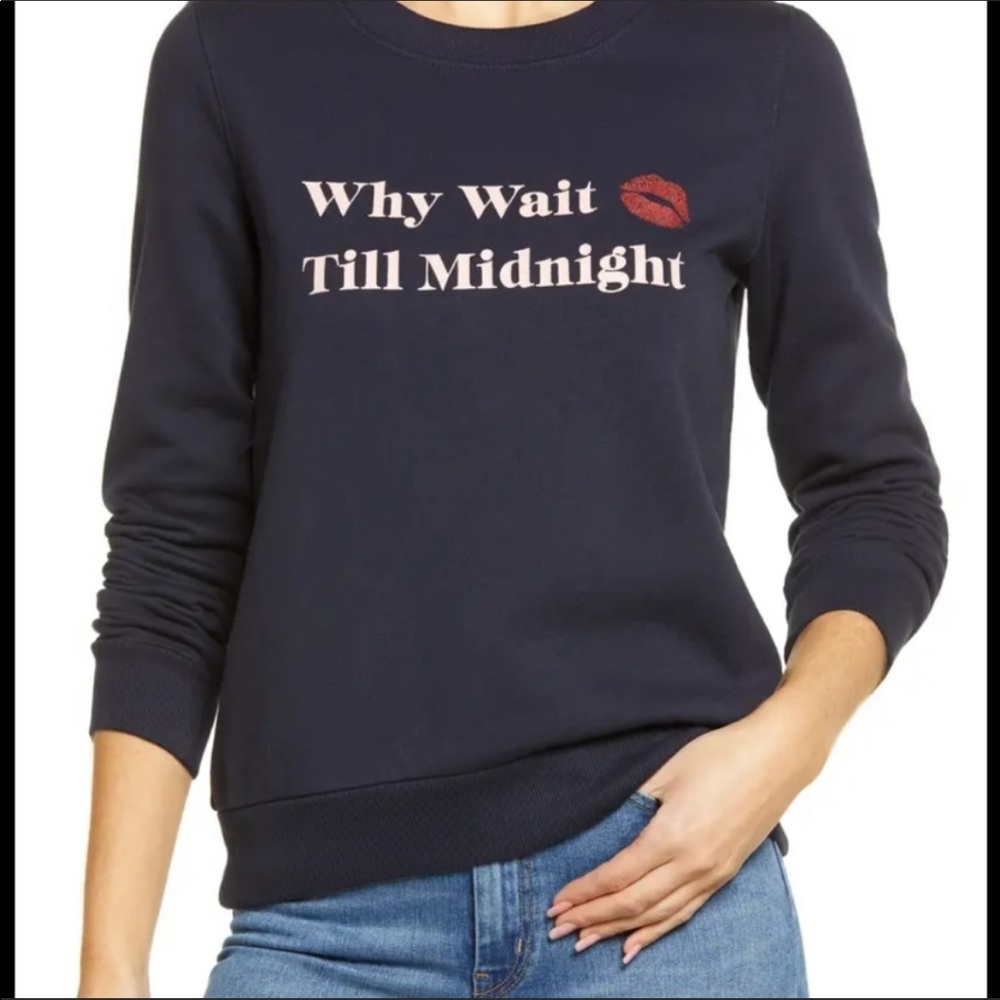 1901 why wait till midnight navy crew neck sweatshirt NWT SIZE M